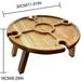 Portable 2 in 1 Picnic Table Wooden Outdoor Folding Picnic Table with Wine Glass Holder for Outdoors Garden Travel