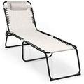 Chaise Lounge Chair Foldable W/ 4 Adjustable Positions and Detachable Pillow Outdoor Beach Chair for Yard Pool Sunbathing Seat Recliner(1 Grey)