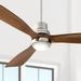 52 Casa Vieja Delta-Wing DC Rustic Farmhouse 3 Blade Indoor Ceiling Fan LED Light Remote Control Brushed Nickel Walnut Wood for Living Room Kitchen