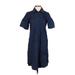 Kal Rieman Casual Dress - Shirtdress Collared Short sleeves: Blue Print Dresses - Women's Size X-Small