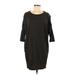 Bobeau Casual Dress - Shift Scoop Neck 3/4 sleeves: Gray Print Dresses - Women's Size Medium