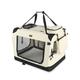 VOUNOT Hundebox faltbar, Transportbox Katze Hunde, Hundetasche, Oxford-Gewebe, Netzstoff, Atmungsaktiv, Transportabel, Metallrahmen, mit Griffen, Taschen, 50x35x36cm S, Beige