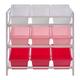 Premier Housewares 3 Tier Storage Unit, 9 Plastic Bins, White/Pink, Pine Wood