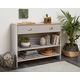 House & Homestyle Lilsbury Console Unit with 2 Shelves, Free Standing Storage Cabinet, Lounge or Bedroom Mini Cupboard Organiser with Open Shelving and Drawer – Grey Wood/Oak Effect (76 x 93 cm)