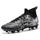 sudorun Indoor Football Boots for Mens Turf Football Cleats Youth AG FG TF Soccer Spikes Shoes Outdoor High Ankle Teenager Trainers(2023 AG Black White 43