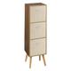 URBNLIVING Wooden Storage 3 Tier Bookcase Scandinavian Style BEECH Legs Unit With Drawers (Oak Bookcase, Beige Insert)