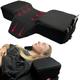 Lash Pillow for Eyelash Extensions – Curved Memory Foam Beauty with Neck & Back Support, Eyelash Pillow with Side Pockets for Lash Tools – Black