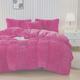 Memfydu Fluffy Duvet Cover Set, Hot Pink Plush Shaggy Velvet Comforter Cover Bedding Sets 4 PCS (1 Faux Fur Duvet Cover + 2 Pillowcases + 1 Throw Pillow Cover), Zipper Closure (Queen,Hot Pink)