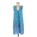 Calypso by Christiane Celle Casual Dress - Mini Scoop Neck Sleeveless: Blue Dresses - Women's Size Small