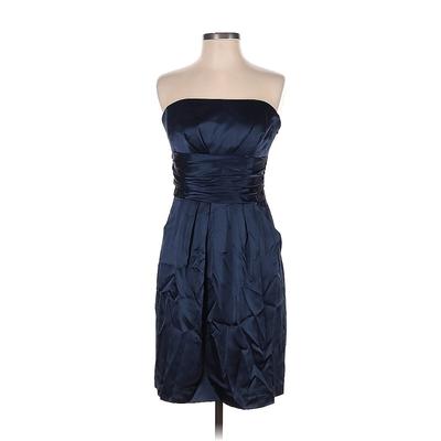 David's Bridal Cocktail Dress - Party Strapless Sleeveless: Blue Print Dresses - Women's Size 6