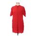 Madewell Casual Dress - Shift Mock Short sleeves: Red Print Dresses - Women's Size 2X-Small