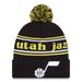 Men's New Era Black Utah Jazz Marquee Cuffed Knit Hat with Pom