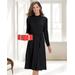 Appleseeds Women's Carefree Knit Button-Trim Dress - Black - XL - Misses