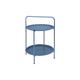 2 Tier Blue Round Metal Table with Handle - Coffee Side Table - Furniture for Indoor Home Living Room