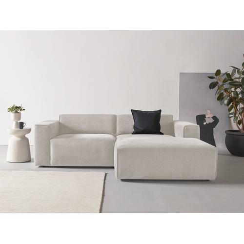 „Ecksofa ANDAS „“Noord““ Sofas Gr. B/H/T: 234 cm x 71 cm x 161 cm, Struktur, Recamiere rechts, beige (cream) Ecksofas mit Kedernaht, Cord, Luxus-Microfaser, Struktur, Struktur grob“