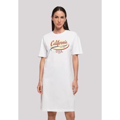 Shirtkleid F4NT4STIC "California", Damen, Gr. S, weiß, Obermaterial: 100% Baumwolle, casual, oversize, Rundhals, Kurzarm ohne Bündchen, Kleider, Print Image
