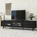 Modern TV Stand w/Sliding Fluted Glass Doors & Storage Space, Media Console Table w/ 2 Slanted Drawers for TVs up to 75 Inch