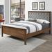 Modern Farmhouse Gray Upholstered Queen Bed Headboard and Wood Footboard Set