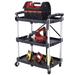 3-Tier Folding Collapsible Service Cart, 50 Lb Load Capacity per Shelf - 25.6"Lx15.4"Wx32.7"H