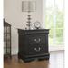 Transitional Wood Nightstand End Tables, Bedside Tables with French Back Dovetail Drawer and 2 Storage Drawer for Bedroom Black