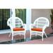 W00209-C-2-FS016-CS White Wicker Chair with Orange Cushion - Set of 2