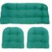 indoor outdoor 3 piece tufted wicker settee cushions 1 loveseat & 2 u-shape weather resistant - choose color (cancun blue green 2- 19 x19 1- 41 x19 ) 3 piece set