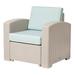 Lagoon Furniture Lagoon Magnolia Rattan Club Chair with Cushion-Finish:Grey Style:blue cushion