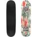 Tropical flower pink hibiscus palm leaves dark green Exotic beach Outdoor Skateboard Longboards 31 x8 Pro Complete Skate Board Cruiser Gift