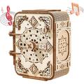 3D Wooden Puzzle Secret Code Storage Box Password Music Case DIY Home Decoration Laser-Cut Mechanical Model Stunning Gifts for Adults and Teens (Secret Box)