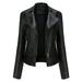 Pgeraug Womens Tops Leather Jackets Motorcycle Short Lightweight Pleather Crop Winter Coats for Women Black M
