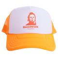 Unisex Contenders Clothing White/Orange Halloween Myers Face Trucker Hat