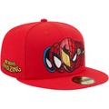 Men's New Era Red Spider-Man Faces 59FIFTY Fitted Hat