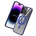 For Apple iPhone 15 Plus (6.7 ) MagSafe Compatible with Magnetic Ring Stand Transparent Alloy Chrome Frame Hybrid Cover Xpm Phone Case [ Blue ]