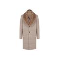 REISS Men's Jackie Wool Check Faux Fur Lapel Coat Neutral