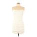 Zara Cocktail Dress - Party Sweetheart Sleeveless: Ivory Print Dresses - Women's Size Medium