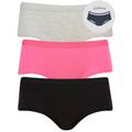 Womens Underwear Betty (3 Pack) Assorted Hipster Briefs in Light Grey Marl / Jet Black / Azalea Pink / XS - Tokyo Laundry