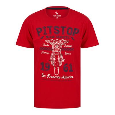 T-Shirts Pitstop Motif Cotton Jersey T-Shirt in Barados Cherry - South Shore / S - Tokyo Laundry