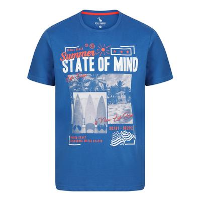 T-Shirts Summer State Motif Cotton Jersey T-Shirt in Deep Water - South Shore / L - Tokyo Laundry