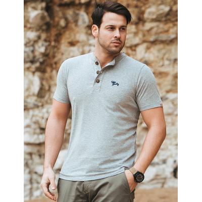 T-Shirts Essential Henley T-Shirt in Light Grey Marl / S - Tokyo Laundry