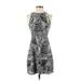 BCBGMAXAZRIA Casual Dress - Mini High Neck Sleeveless: Black Leopard Print Dresses - Women's Size X-Small