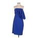 Vince Camuto Casual Dress - Sheath Strapless Sleeveless: Blue Print Dresses - Women's Size 4