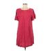Ann Taylor LOFT Casual Dress - Shift Scoop Neck Short sleeves: Red Print Dresses - Women's Size Medium