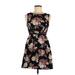 THREE PINK HEARTS Casual Dress - A-Line Crew Neck Sleeveless: Black Floral Dresses - Women's Size 3