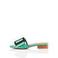 FIND Low Heel Large Buckle Mule, Pantoletten, Grün (Green Croc), 37 EU (4 UK)