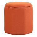 NMDCDH Linen Fabric Upholstered Stool Seat Pouf Ottoman,pouffe Footstool Storage Box Shoe Bench Stool Coffee Table-orange 38x38x40cm(15x15x16inch)