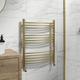 DuraTherm Heated Towel Rail Brushed Brass Bathroom Ladder Radiator Curved 750 x 600mm Central Heating Towel Radiator Towel Warmer