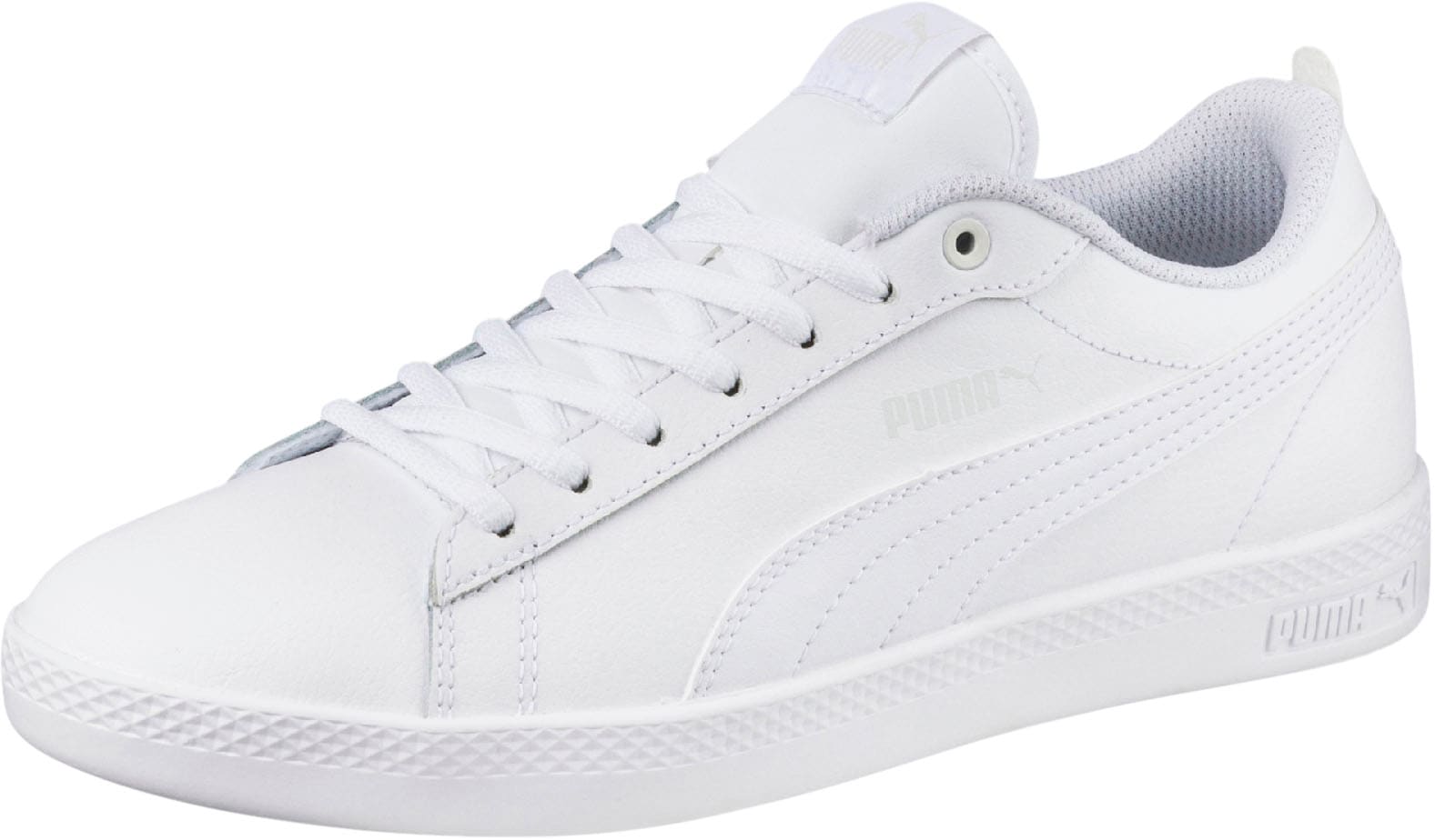 Sneaker PUMA "SMASH WNS V2 L", Damen, Gr. 38, puma weiß, puma weiß, Schuhe Skaterschuh Sneaker low Retrosneaker