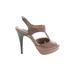 Ann Taylor Heels: Pumps Stiletto Cocktail Brown Print Shoes - Women's Size 5 - Peep Toe