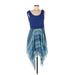 J Gee Casual Dress - A-Line Scoop Neck Sleeveless: Blue Dresses - Women's Size Medium