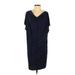 MICHAEL Michael Kors Casual Dress - Shift V-Neck Short sleeves: Blue Leopard Print Dresses - Women's Size Small